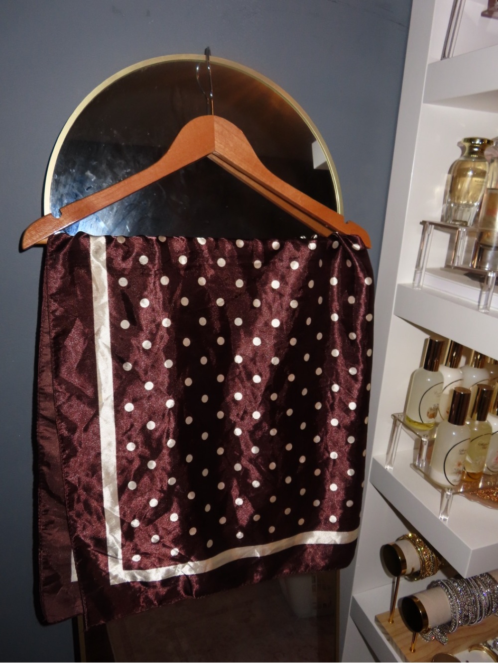 4 for $8 | Brown Satin Polka Dot Scarf